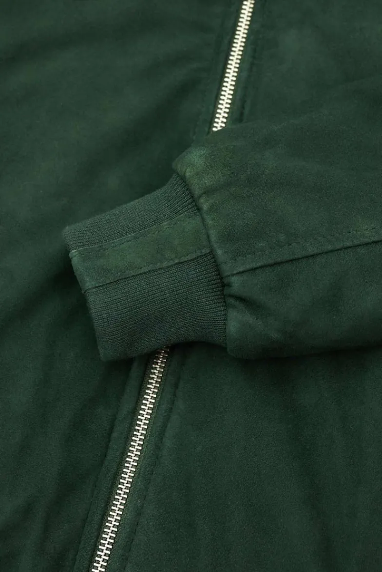 Uomo D'Arienzo 1006 - Giubbotto bomber in pelle camoscio verde tono su tono