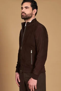 Uomo D'Arienzo 1006 - Giubbotto bomber in pelle camoscio testa di moro tono su tono