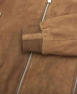 Uomo D'Arienzo 1006 - Giubbotto bomber in pelle scamosciata fango tono su tono