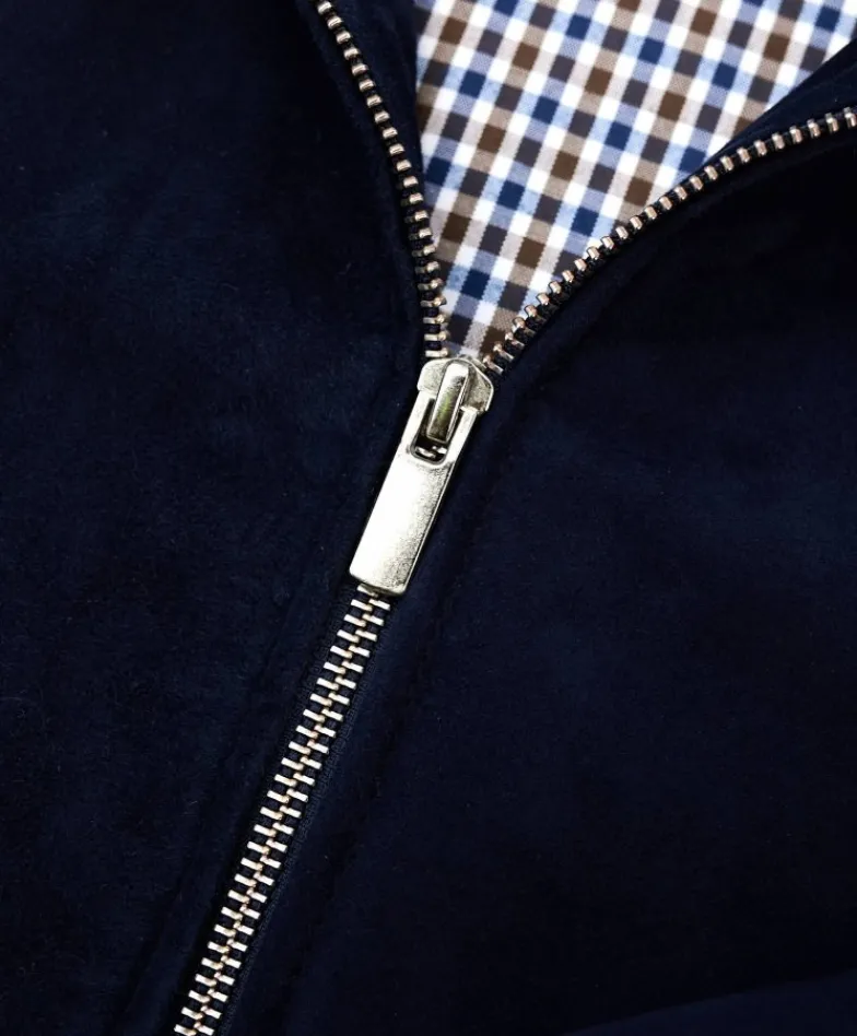 Uomo D'Arienzo 1006 - Giubbotto bomber in pelle scamosciata blu tono su tono