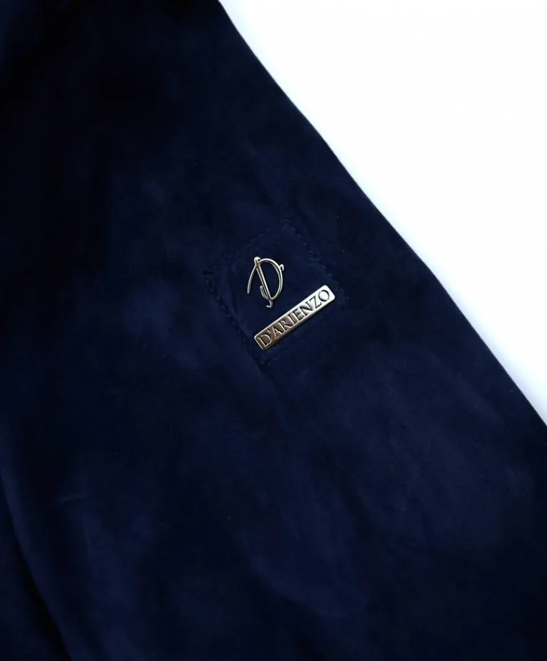 Uomo D'Arienzo 106 - Giubbotto bomber in pelle scamosciata blu collo coreana