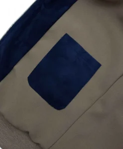 Uomo D'Arienzo 106 - Giubbotto bomber in pelle scamosciata blu collo coreana