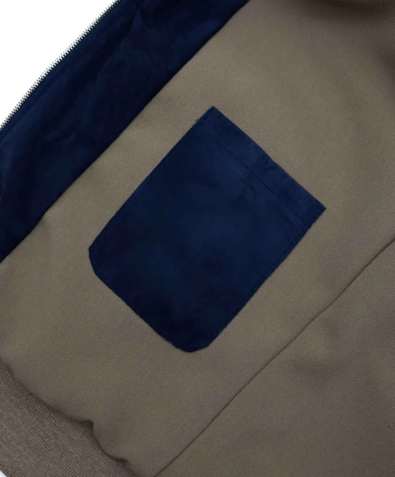 Uomo D'Arienzo 106 - Giubbotto bomber in pelle scamosciata blu collo coreana