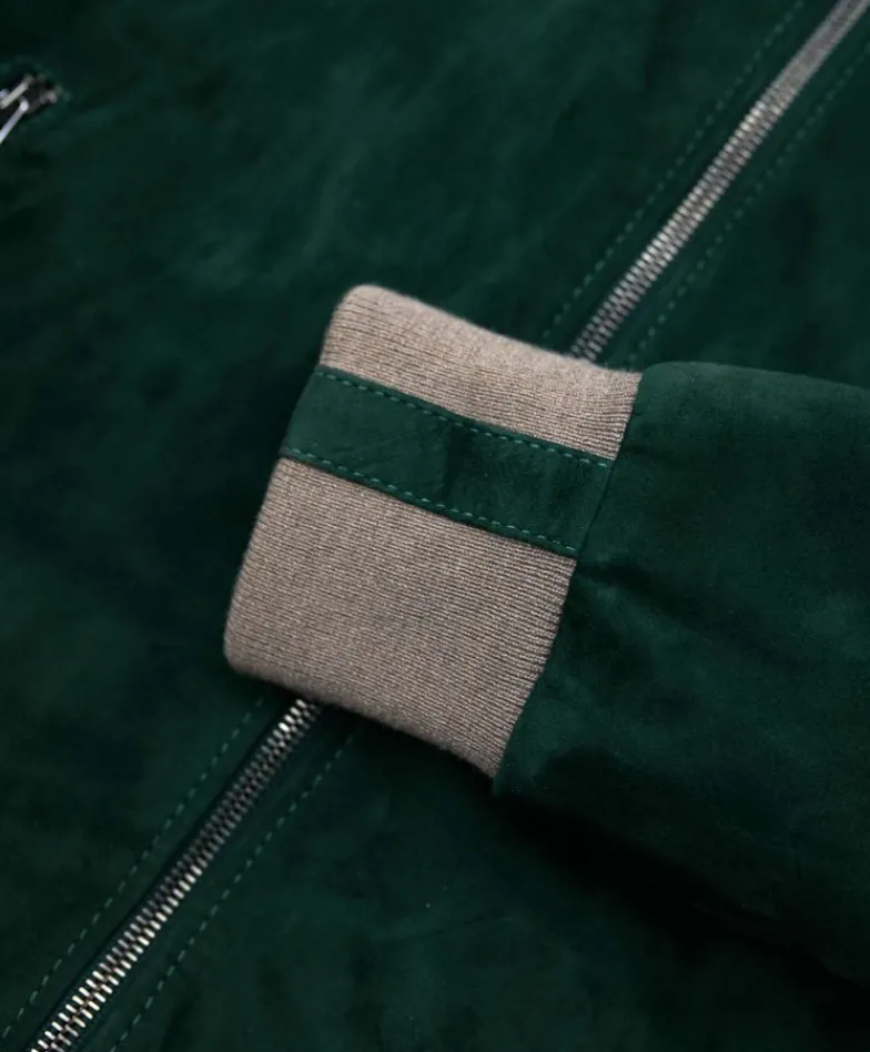 Uomo D'Arienzo 106 - Giubbotto bomber in pelle scamosciata verde collo coreana