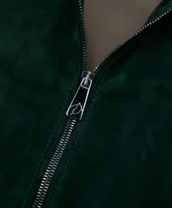 Uomo D'Arienzo 106 - Giubbotto bomber in pelle scamosciata verde collo coreana