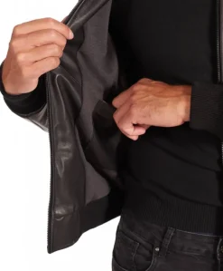 Uomo D'Arienzo 106 - Giubbotto Bomber in pelle nera nappa effetto liscio
