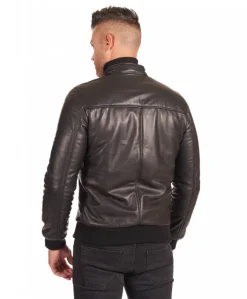 Uomo D'Arienzo 106 - Giubbotto Bomber in pelle nera nappa effetto liscio