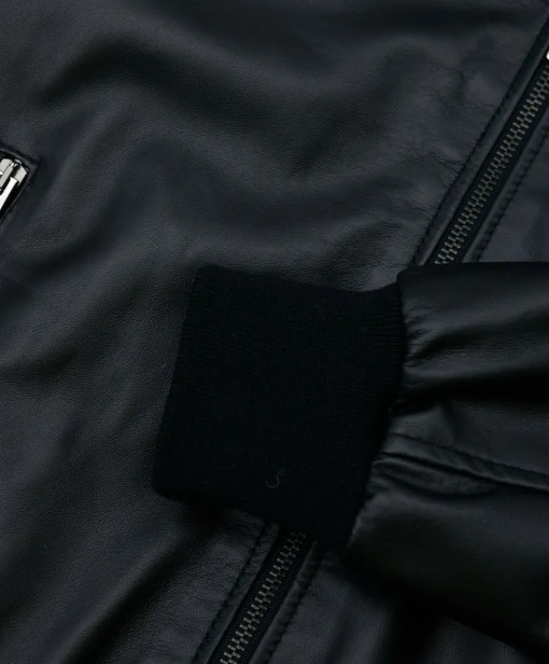Uomo D'Arienzo 106 - Giubbotto Bomber in pelle nera nappa effetto liscio
