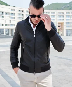 Uomo D'Arienzo 106 - Giubbotto Bomber in pelle testa di moro effetto liscio