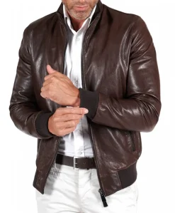 Uomo D'Arienzo 106 - Giubbotto Bomber in pelle testa di moro effetto vintage