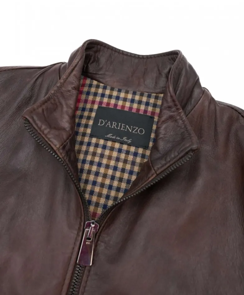 Uomo D'Arienzo 106 - Giubbotto Bomber in pelle testa di moro effetto vintage