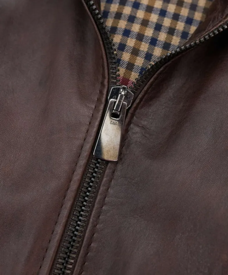 Uomo D'Arienzo 106 - Giubbotto Bomber in pelle testa di moro effetto vintage