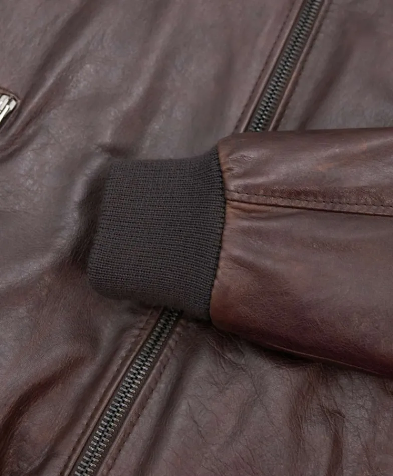 Uomo D'Arienzo 106 - Giubbotto Bomber in pelle testa di moro effetto vintage