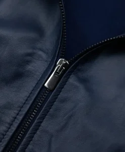 Uomo D'Arienzo 106 - Giubbotto Bomber in pelle blu nappa effetto liscio