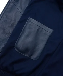 Uomo D'Arienzo 106 - Giubbotto Bomber in pelle blu nappa effetto liscio