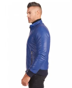 Uomo D'Arienzo 106 - Giubbotto Bomber in pelle bluette naturale effetto liscio
