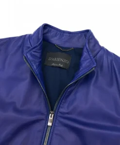 Uomo D'Arienzo 106 - Giubbotto Bomber in pelle bluette naturale effetto liscio