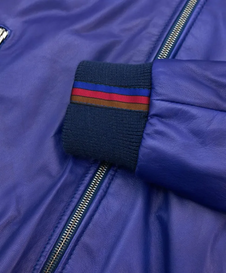 Uomo D'Arienzo 106 - Giubbotto Bomber in pelle bluette naturale effetto liscio
