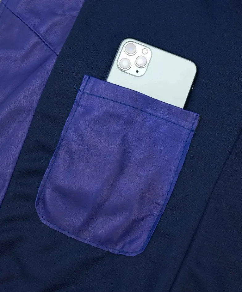 Uomo D'Arienzo 106 - Giubbotto Bomber in pelle bluette naturale effetto liscio