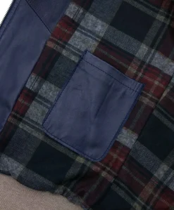 Uomo D'Arienzo 106 - Giubbotto bomber in pelle naturale blu lana a contrasto beige