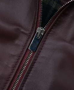 Uomo D'Arienzo 106 - Giubbotto bomber in pelle naturale bordeaux lana a contrasto beige