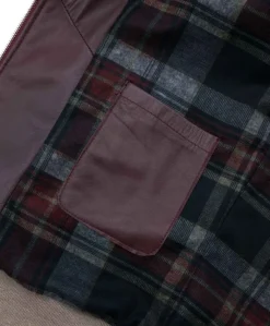 Uomo D'Arienzo 106 - Giubbotto bomber in pelle naturale bordeaux lana a contrasto beige