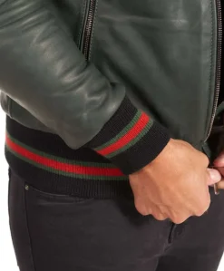 Uomo D'Arienzo 106 - Giubbotto Bomber in pelle naturale verde effetto vintage