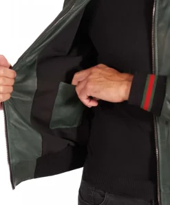 Uomo D'Arienzo 106 - Giubbotto Bomber in pelle naturale verde effetto vintage