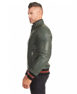 Uomo D'Arienzo 106 - Giubbotto Bomber in pelle naturale verde effetto vintage