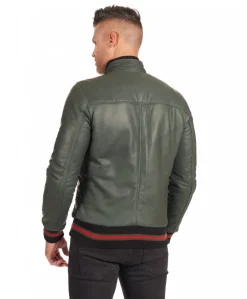 Uomo D'Arienzo 106 - Giubbotto Bomber in pelle naturale verde effetto vintage