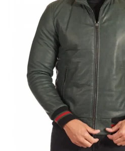 Uomo D'Arienzo 106 - Giubbotto Bomber in pelle naturale verde effetto vintage