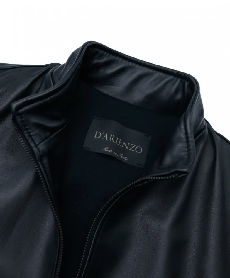Uomo D'Arienzo 106 - Giubbotto Bomber in pelle nera nappa effetto liscio