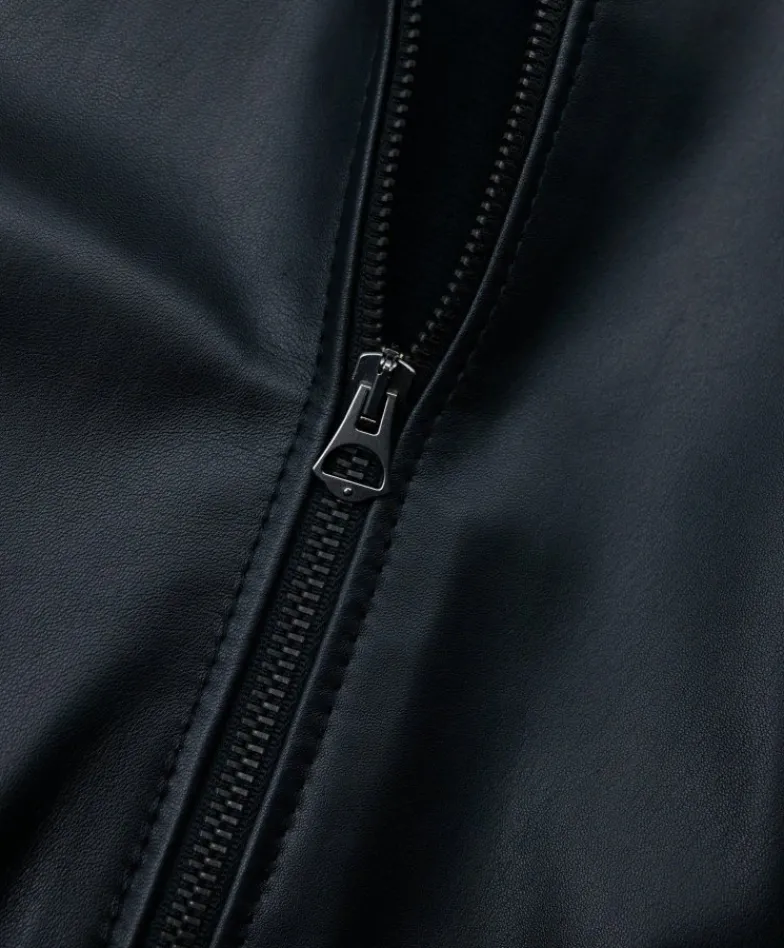 Uomo D'Arienzo 106 - Giubbotto Bomber in pelle nera nappa effetto liscio