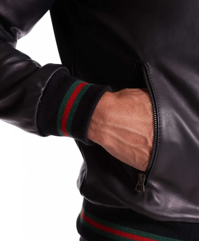 Uomo D'Arienzo 106 - Giubbotto Bomber in pelle nera nappa effetto liscio