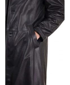 Uomo D'Arienzo 2299 matrix - Cappotto lungo in pelle nera stile matrix