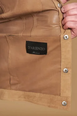 Uomo D'Arienzo Adam - Giacca sfoderata pelle camoscio beige con colletto camicia
