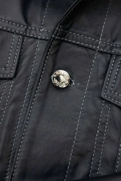 Uomo D'Arienzo Akyo - Giacca pelle nappa nera con bottoni e collo camicia