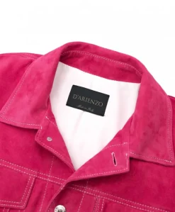 Uomo D'Arienzo Akyo - Giacca pelle scamosciata fuxia con bottoni e collo camicia