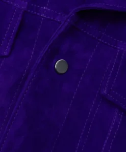 Uomo D'Arienzo Akyo - Giacca pelle scamosciata viola bottoni a pressione collo camicia