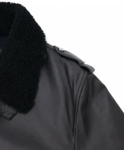 Uomo D'Arienzo Alan - Giubbotto aviatore in pelle nera effetto liscio collo montone