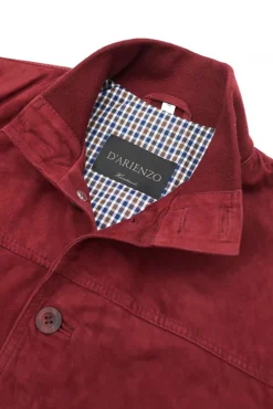 Uomo D'Arienzo Alex Bottoni - Giacca bomber in pelle camoscio bordeaux con bottoni e tasconi