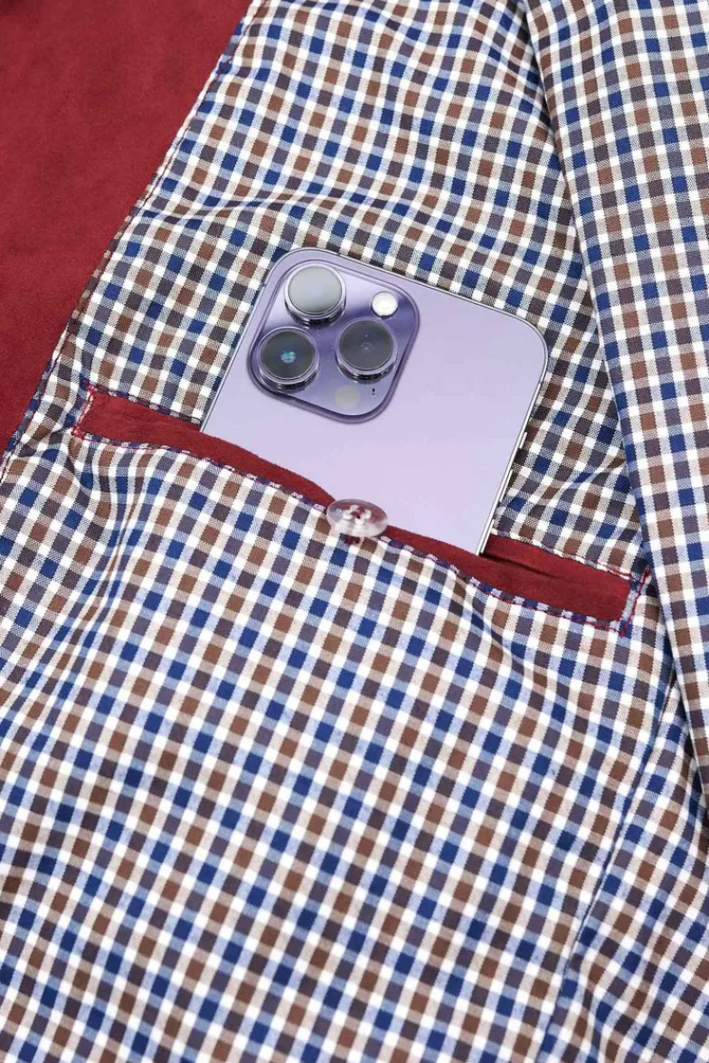 Uomo D'Arienzo Alex Bottoni - Giacca bomber in pelle camoscio bordeaux con bottoni e tasconi