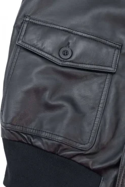 Uomo D'Arienzo Alex Bottoni - Giubbotto Bomber in pelle nera con bottoni effetto liscio