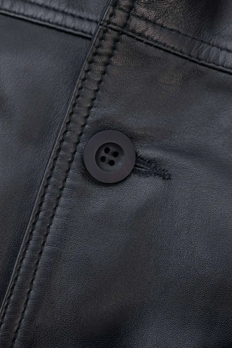 Uomo D'Arienzo Alex Bottoni - Giubbotto Bomber in pelle nera con bottoni effetto liscio