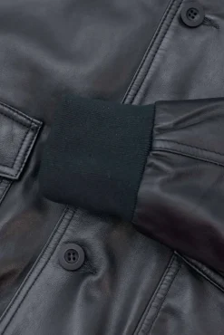 Uomo D'Arienzo Alex Bottoni - Giubbotto Bomber in pelle nera con bottoni effetto liscio