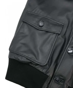 Uomo D'Arienzo Alex Bottoni - Giubbotto Bomber in pelle nera con bottoni e tasconi