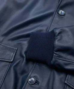 Uomo D'Arienzo Alex Bottoni - Giubbotto Bomber in pelle blu con bottoni e tasconi