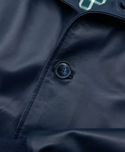 Uomo D'Arienzo Alex Bottoni - Giubbotto Bomber in pelle blu con bottoni e tasconi