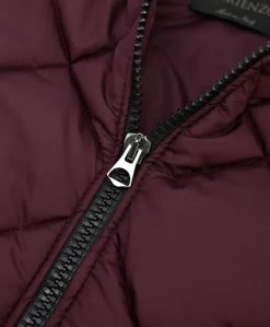 Uomo D'Arienzo Alex Tex - Bomber piumino in pelle nera e tessuto bordeaux
