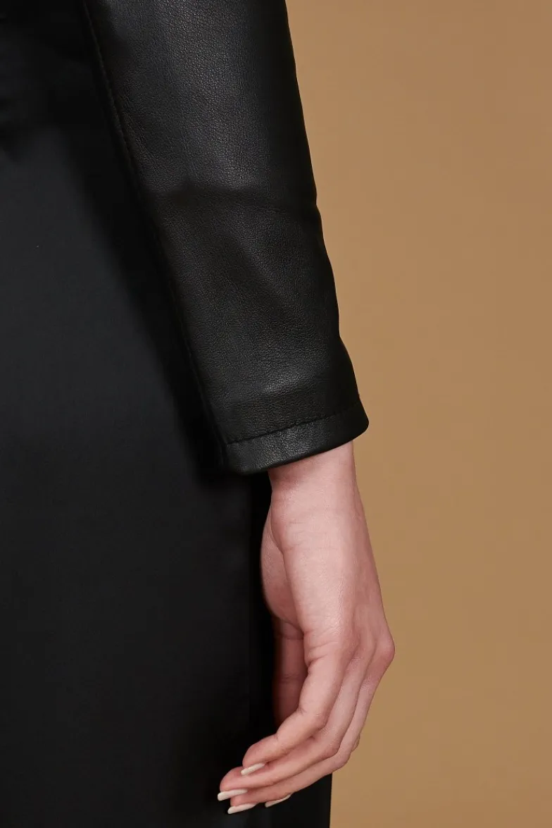 Donna D'Arienzo Alice - Giacca corta in pelle nera stile chiodo